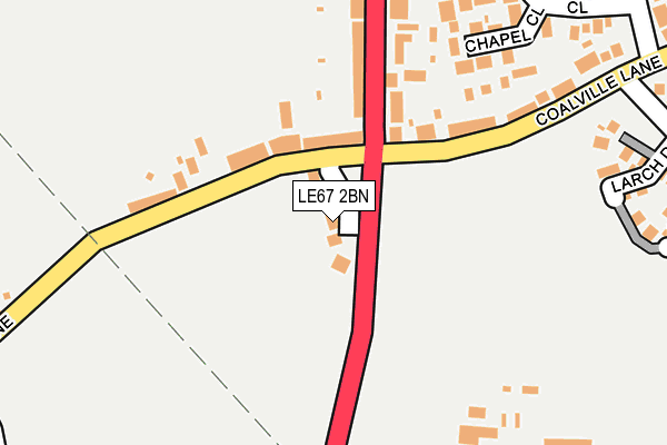 LE67 2BN map - OS OpenMap – Local (Ordnance Survey)