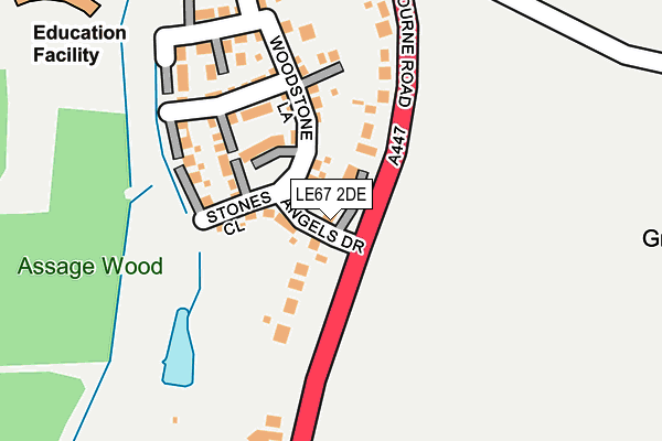 LE67 2DE map - OS OpenMap – Local (Ordnance Survey)