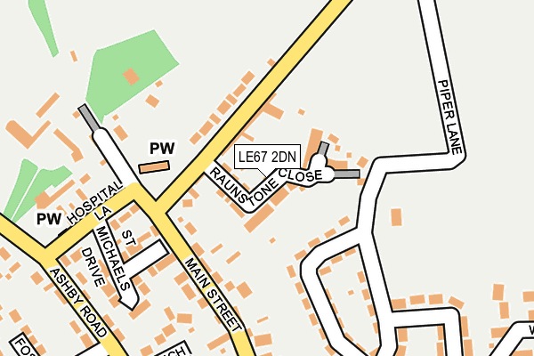 LE67 2DN map - OS OpenMap – Local (Ordnance Survey)