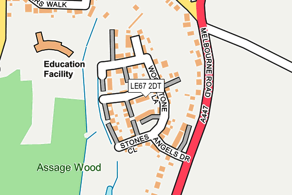 LE67 2DT map - OS OpenMap – Local (Ordnance Survey)