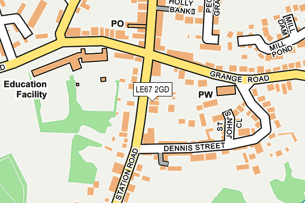LE67 2GD map - OS OpenMap – Local (Ordnance Survey)