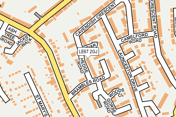 LE67 2GJ map - OS OpenMap – Local (Ordnance Survey)