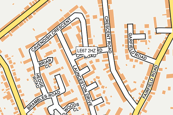 LE67 2HZ map - OS OpenMap – Local (Ordnance Survey)