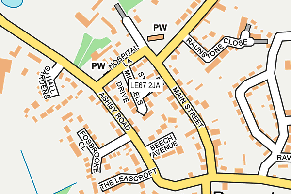 LE67 2JA map - OS OpenMap – Local (Ordnance Survey)