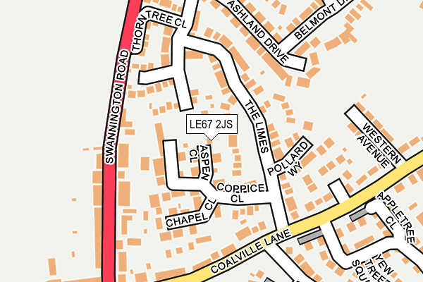 LE67 2JS map - OS OpenMap – Local (Ordnance Survey)