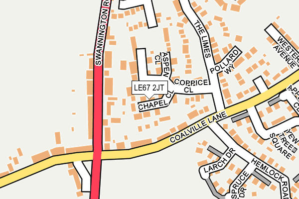 LE67 2JT map - OS OpenMap – Local (Ordnance Survey)