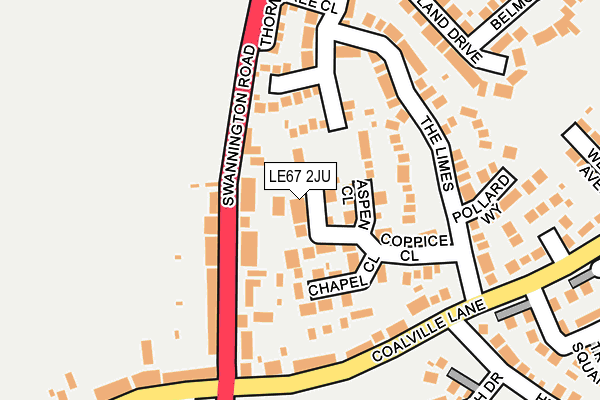 LE67 2JU map - OS OpenMap – Local (Ordnance Survey)