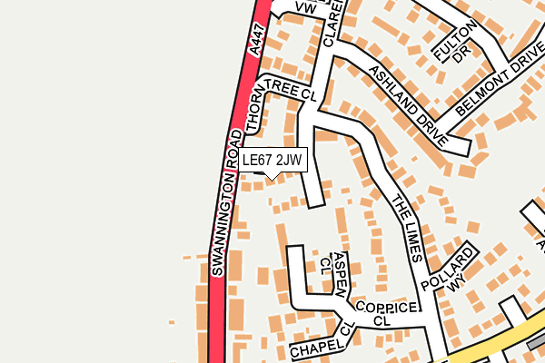 LE67 2JW map - OS OpenMap – Local (Ordnance Survey)