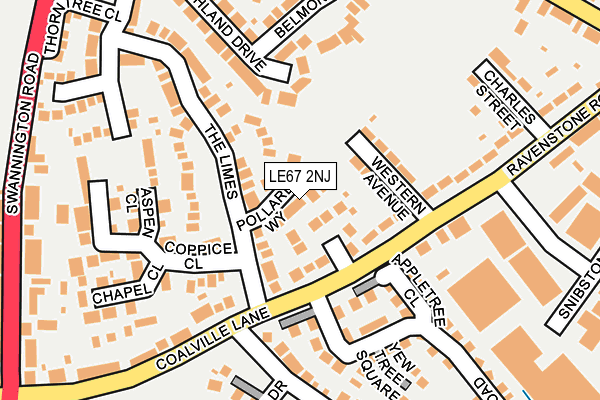 LE67 2NJ map - OS OpenMap – Local (Ordnance Survey)