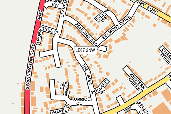 LE67 2NW map - OS OpenMap – Local (Ordnance Survey)