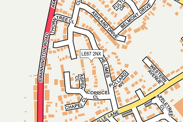 LE67 2NX map - OS OpenMap – Local (Ordnance Survey)