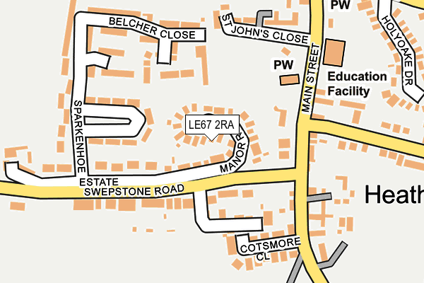 LE67 2RA map - OS OpenMap – Local (Ordnance Survey)