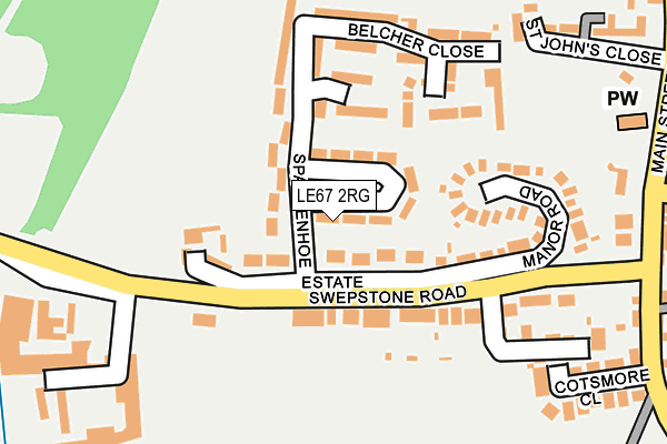 LE67 2RG map - OS OpenMap – Local (Ordnance Survey)