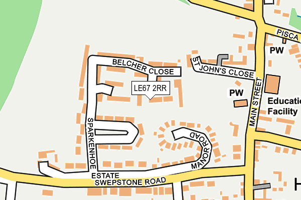 LE67 2RR map - OS OpenMap – Local (Ordnance Survey)