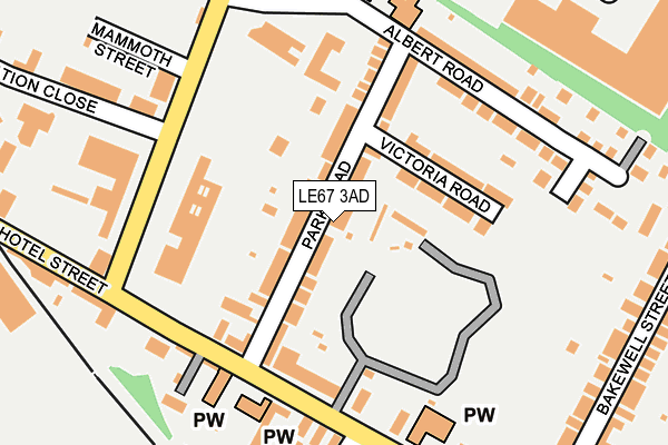 LE67 3AD map - OS OpenMap – Local (Ordnance Survey)