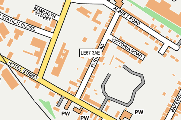 LE67 3AE map - OS OpenMap – Local (Ordnance Survey)
