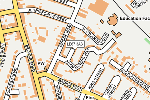 LE67 3AS map - OS OpenMap – Local (Ordnance Survey)