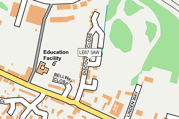 LE67 3AW map - OS OpenMap – Local (Ordnance Survey)