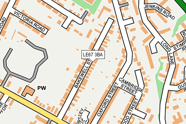 LE67 3BA map - OS OpenMap – Local (Ordnance Survey)