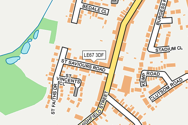 LE67 3DF map - OS OpenMap – Local (Ordnance Survey)