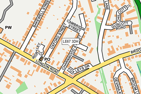 LE67 3DH map - OS OpenMap – Local (Ordnance Survey)