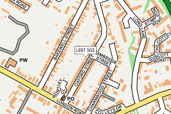 LE67 3GS map - OS OpenMap – Local (Ordnance Survey)