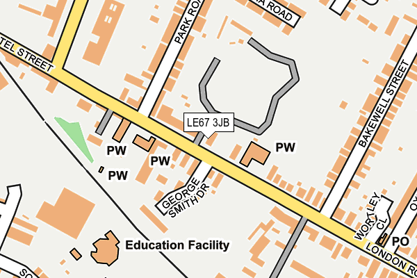 LE67 3JB map - OS OpenMap – Local (Ordnance Survey)