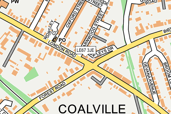 LE67 3JE map - OS OpenMap – Local (Ordnance Survey)