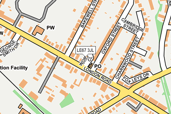 LE67 3JL map - OS OpenMap – Local (Ordnance Survey)