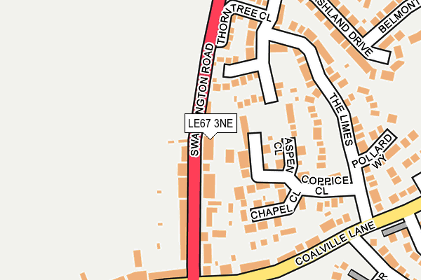 LE67 3NE map - OS OpenMap – Local (Ordnance Survey)