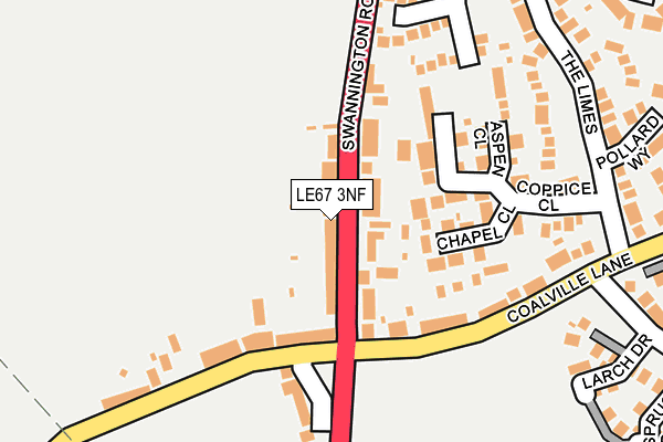 LE67 3NF map - OS OpenMap – Local (Ordnance Survey)