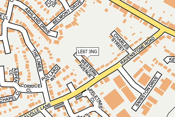 LE67 3NG map - OS OpenMap – Local (Ordnance Survey)