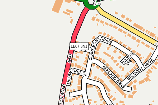 LE67 3NJ map - OS OpenMap – Local (Ordnance Survey)