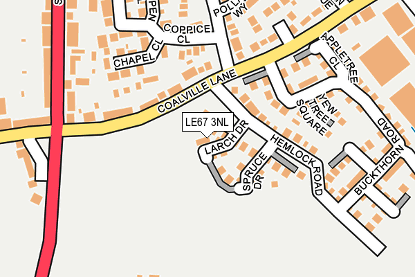 LE67 3NL map - OS OpenMap – Local (Ordnance Survey)