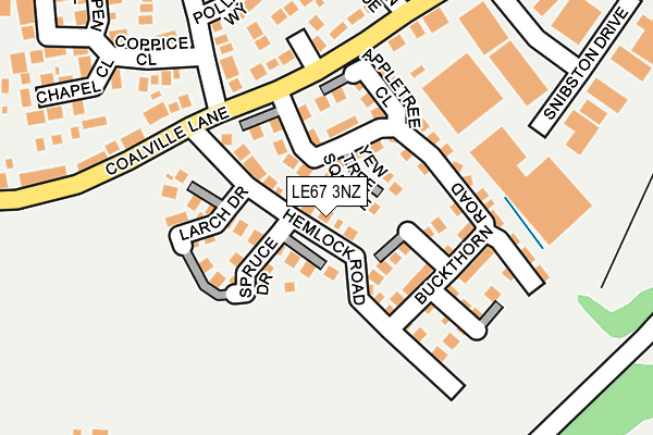 LE67 3NZ map - OS OpenMap – Local (Ordnance Survey)