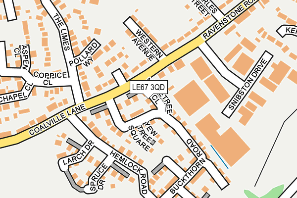 LE67 3QD map - OS OpenMap – Local (Ordnance Survey)