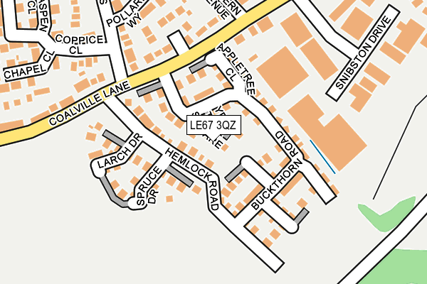LE67 3QZ map - OS OpenMap – Local (Ordnance Survey)