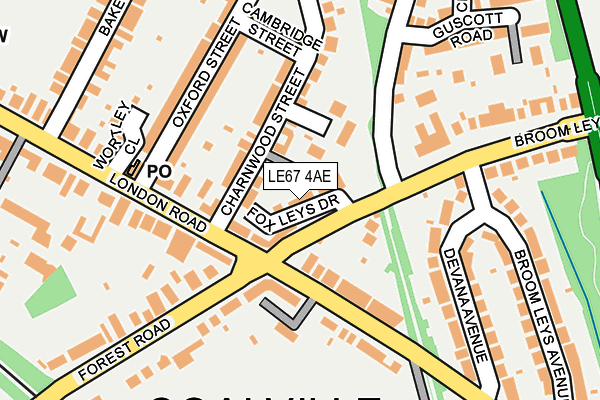 LE67 4AE map - OS OpenMap – Local (Ordnance Survey)