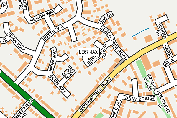 LE67 4AX map - OS OpenMap – Local (Ordnance Survey)