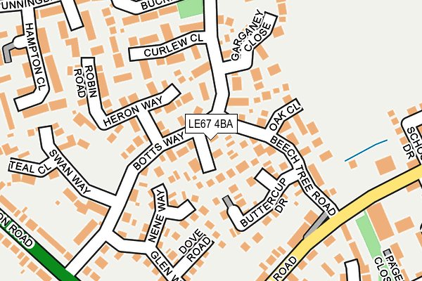 LE67 4BA map - OS OpenMap – Local (Ordnance Survey)