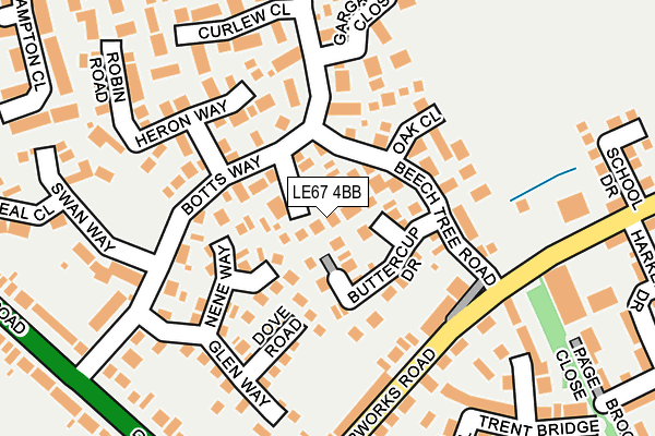 LE67 4BB map - OS OpenMap – Local (Ordnance Survey)