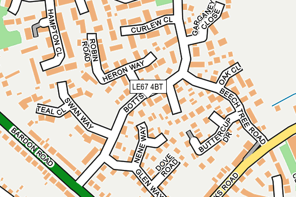 LE67 4BT map - OS OpenMap – Local (Ordnance Survey)