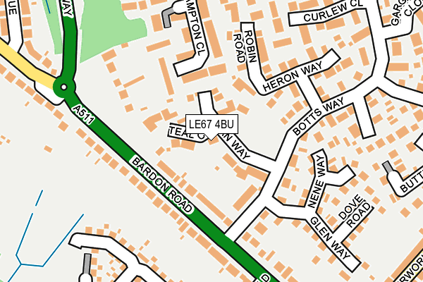 LE67 4BU map - OS OpenMap – Local (Ordnance Survey)