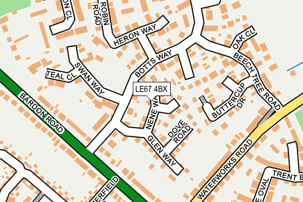 LE67 4BX map - OS OpenMap – Local (Ordnance Survey)