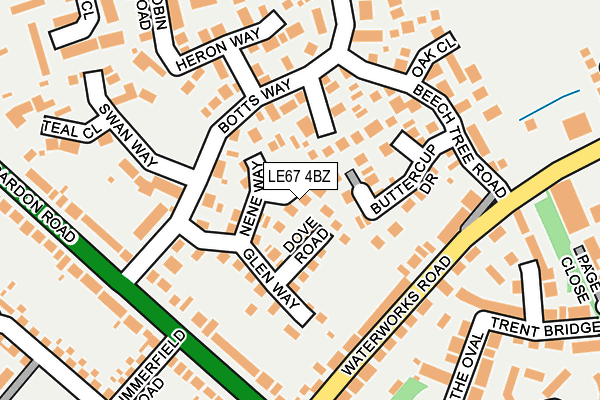 LE67 4BZ map - OS OpenMap – Local (Ordnance Survey)