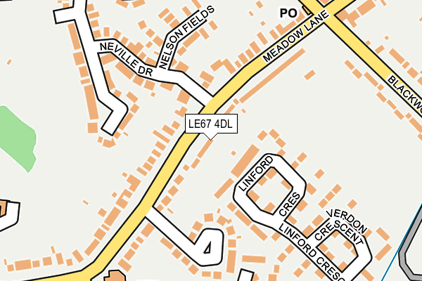 LE67 4DL map - OS OpenMap – Local (Ordnance Survey)