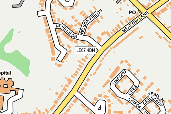 LE67 4DN map - OS OpenMap – Local (Ordnance Survey)