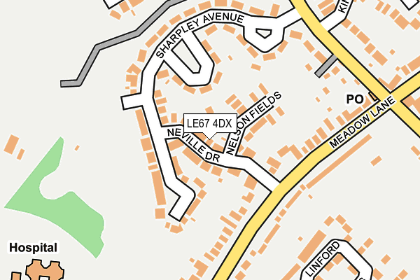LE67 4DX map - OS OpenMap – Local (Ordnance Survey)