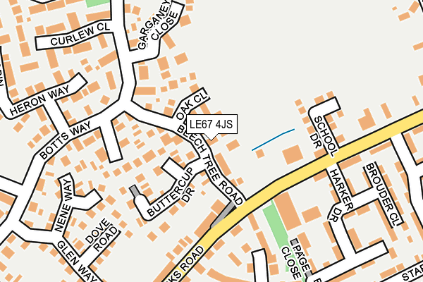 LE67 4JS map - OS OpenMap – Local (Ordnance Survey)