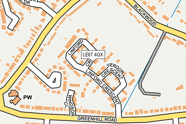 LE67 4QX map - OS OpenMap – Local (Ordnance Survey)